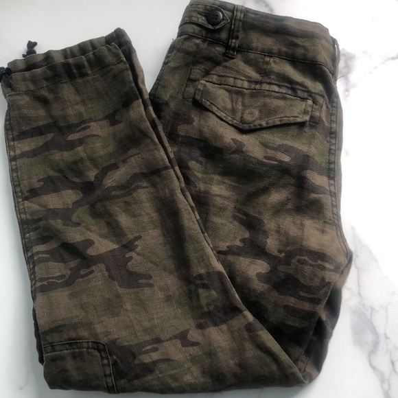 Sanctuary by Anthropologie Linen Relaxed Fit Camo Cargo Pants Size 25 - Picture 16 of 16